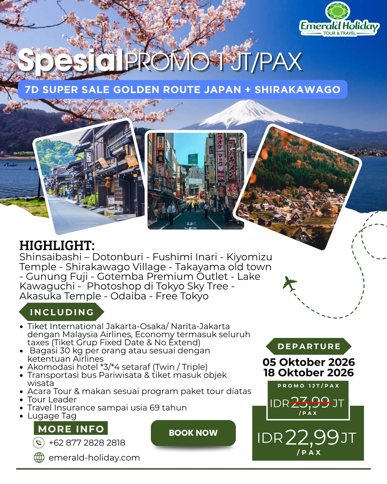 (7D SUPER SALE GOLDEN ROUTE JAPAN + SHIRAKAWAGO)